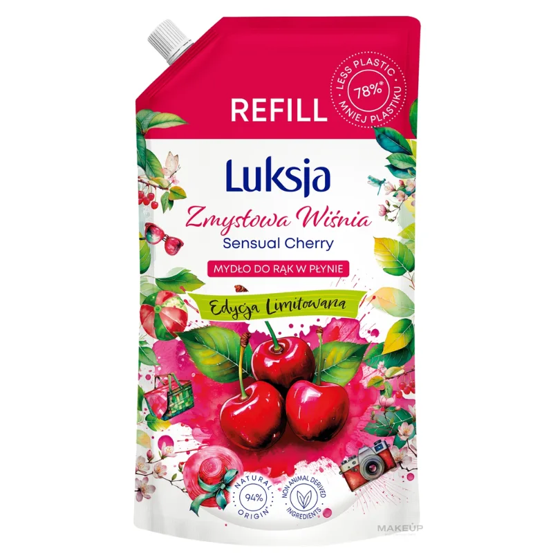 Rezerva sapun CREAMY & SOFT SENSUAL CHERRY XXL, Luksja | 900 ml LUKSJA INFINITY — preț și oferte