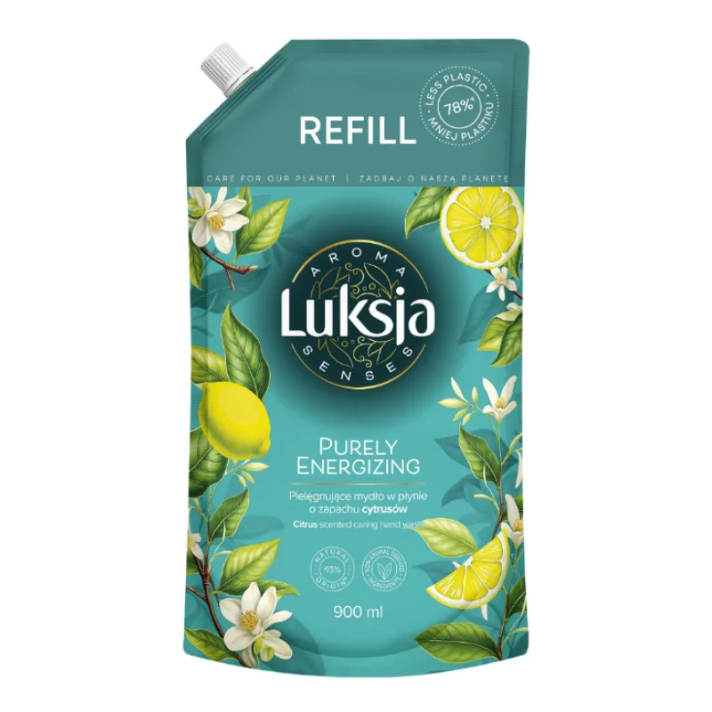 Rezerva sapun lichid AROMA SENSES PURELY ENERGIZING Citrice XXL, Luksja | 900 ml LUKSJA INFINITY — preț și oferte