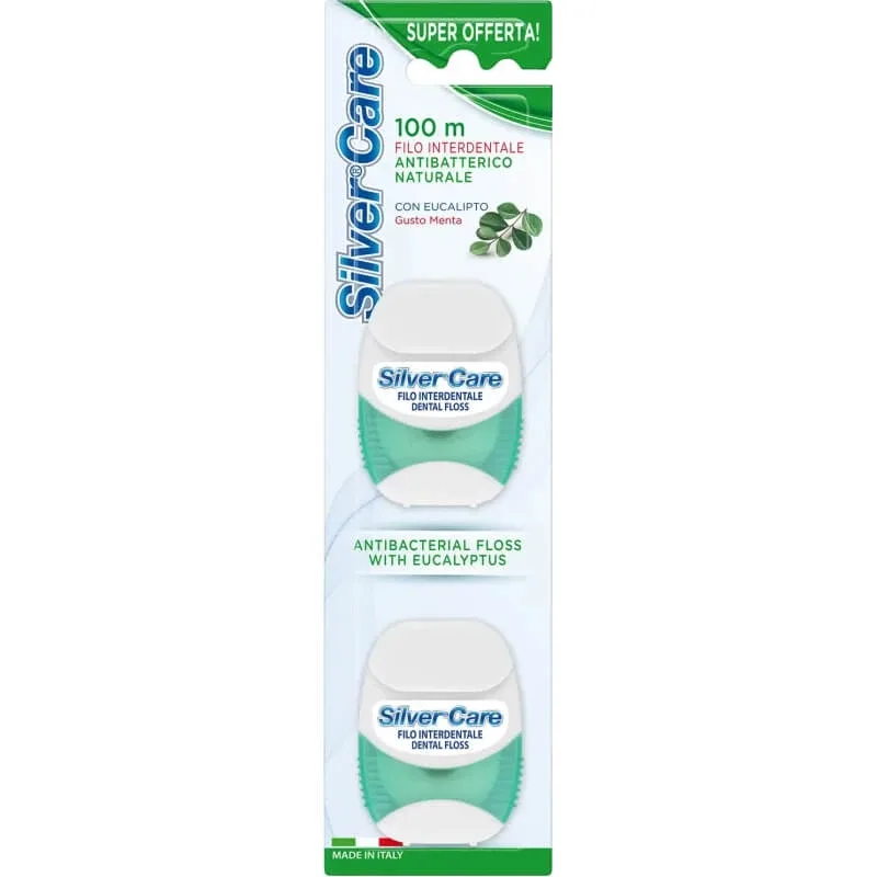 Silver Care – Ață dentară antibacteriană cu eucalipt – aromă de mentă 2x50 m — preț și oferte