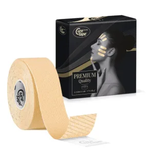 CureTape Beauty, kinesiotaping facial și taping estetic, bej deschis, 2,5 cm x 5 m, 1 buc