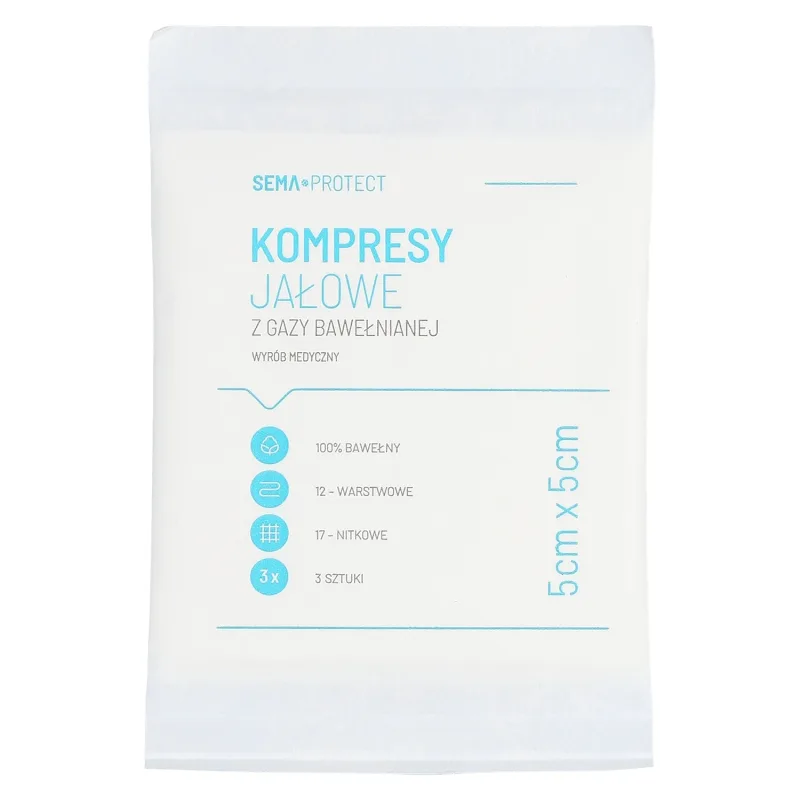 SEMA Protect, tampoane de tifon sterile, 17 fire, 12 straturi, 5 cm x 5 cm, 3 bucăți — preț și oferte