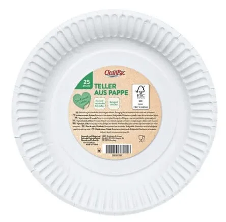 CleanPac, Farfurii de hârtie 23 cm, 25 bucăți — preț și oferte