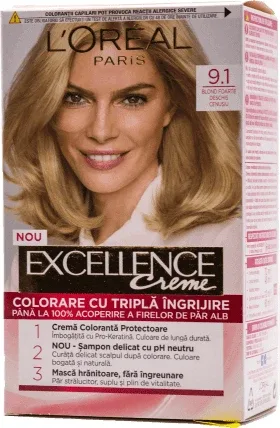 Loreal Paris  EXCELLENCE CREME Vopsea de păr permanentă cu amoniac 9.1, 1 buc — preț și oferte