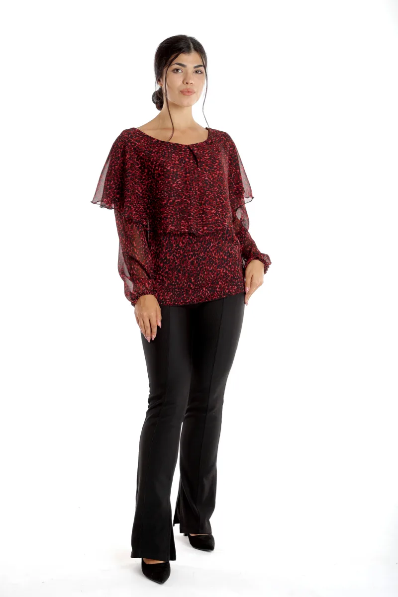 Bluza voal dublu CI23079 visiniu animal print, Cesy | marimea S CESY INFINITY — preț și oferte