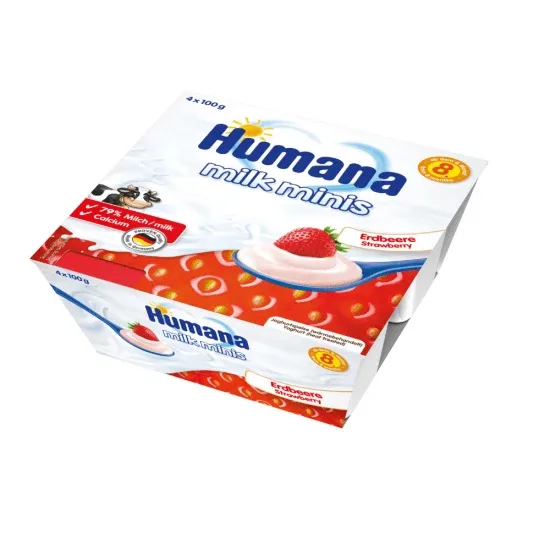 Iaurt cu capsuni,+ 6 luni, 4x100 g, Humana — preț și oferte