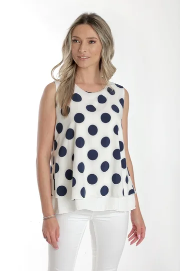 Bluza voal dublu CV24062 alb/bleumarin buline, Cesy | marimea L CESY INFINITY — preț și oferte