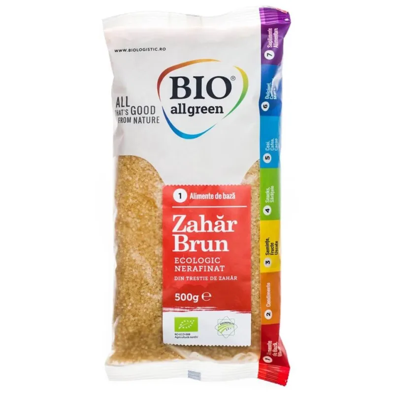 Zahar Bio brun din treste de zahar, 500 g, Bio All Green — preț și oferte