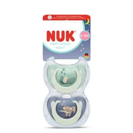 Set suzete First Choice Night, Hippo/Koala, 6-18 luni, 2 bucati, Nuk — preț și oferte
