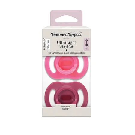 Suzete ortodontice UltraLight, Roz/Mov, 6-18 luni, 2 bucati, Tommee Tippee — preț și oferte