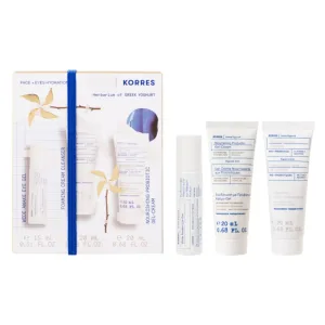 Pachet Greek Yoghurt Gel pentru ochi 15ml + Spuma de curatare 20ml + Crema hidratanta 20ml, Korres