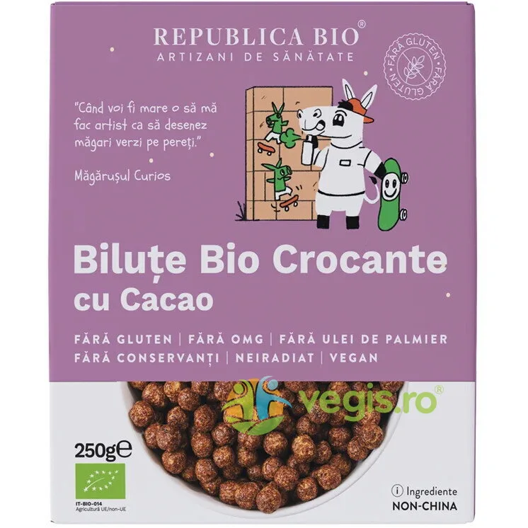 Bilute Crocante de Ciocolata fara Gluten Ecologice/Bio 250g REPUBLICA BIO — preț și oferte