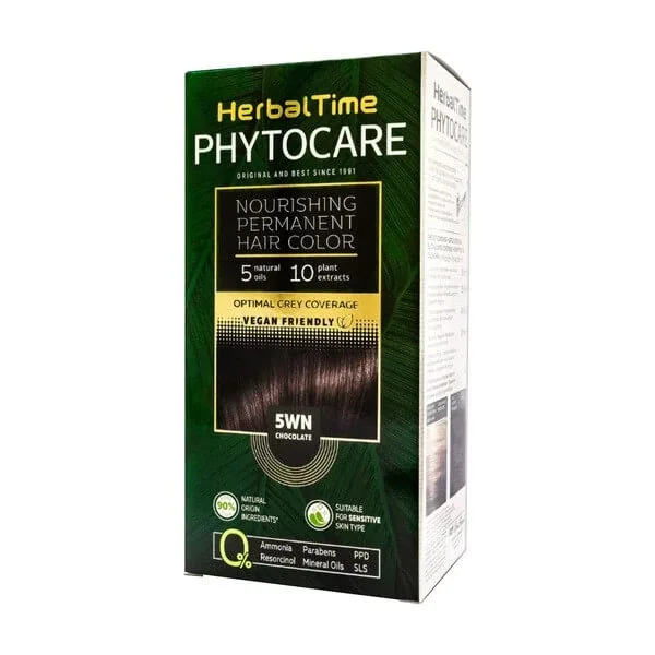 Herbal Time Phytocare, vopsea de păr 5WN, ciocolată, 130 ml — preț și oferte