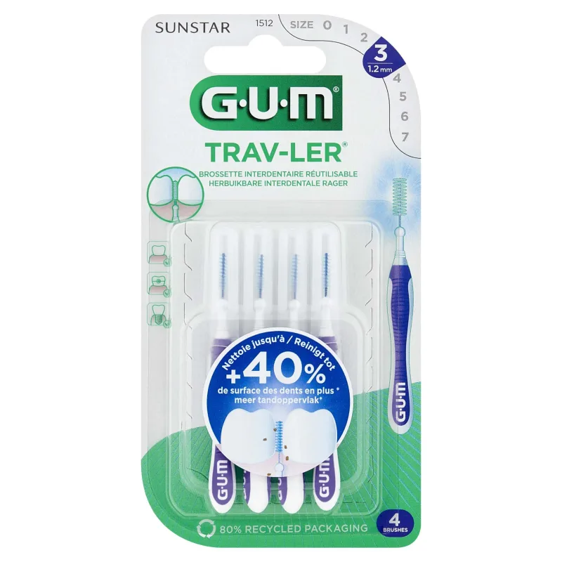 Sunstar GUM Trav-Ler, perie interdentară 1.2 mm 1512, 4 bucăți — preț și oferte