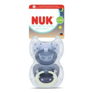 Set suzete Day&Night First Choice Classic, Albastru, 18-36 luni, 2 bucati, Nuk