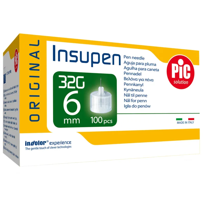 Pic Solution Insupen, ace pentru stilou cu insulină, 32G (0,23 mm) x 6 mm, 100 bucăți — preț și oferte