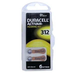 Baterii pentru aparate auditive Duracell 312 6 buc
