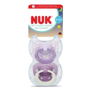 Set suzete Day&Night First Choice Classic, Roz, 0-6 luni, 2 bucati, Nuk