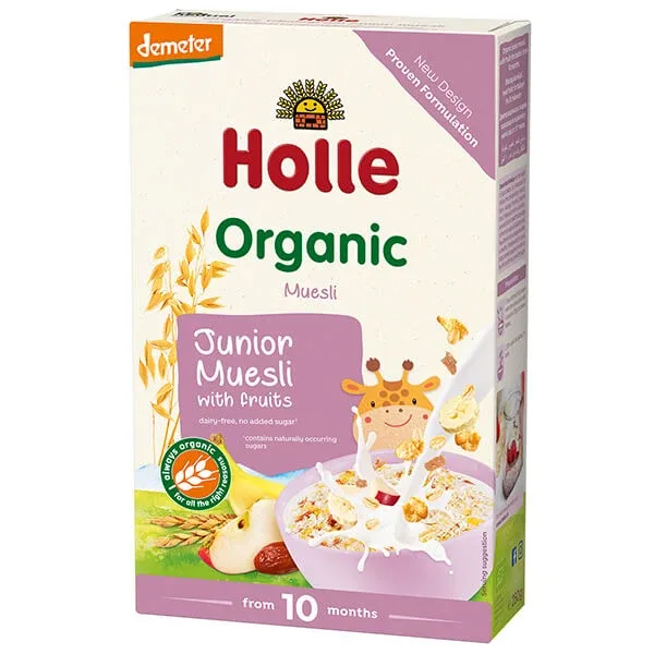 Holle Junior Muesli Bio terci multigrain cu fructe, fără lapte, după 10 luni, 250 g — preț și oferte