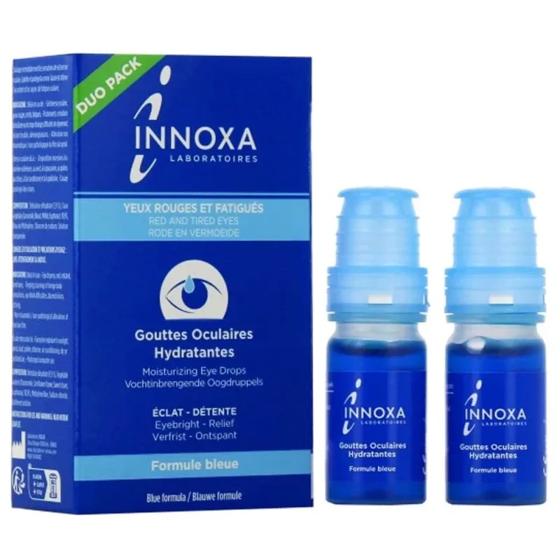 Innoxa Picături de ochi hidratante pentru ochi înroșiți și obosiți Formula albastră 2x10ml — preț și oferte