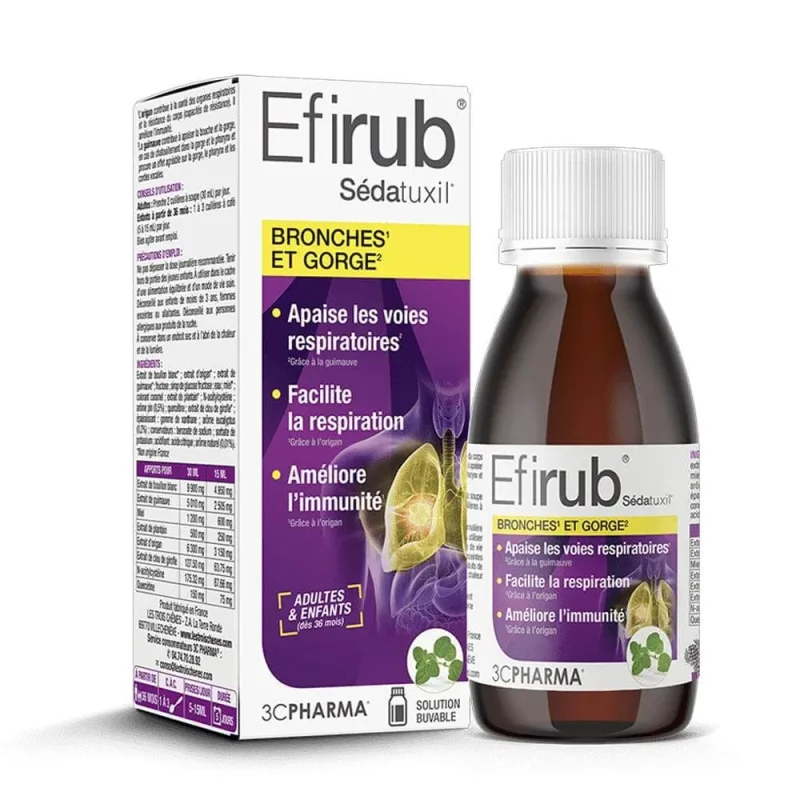 3C Pharma Efirub Sedatuxil Bronhi și gât 125 ml — preț și oferte
