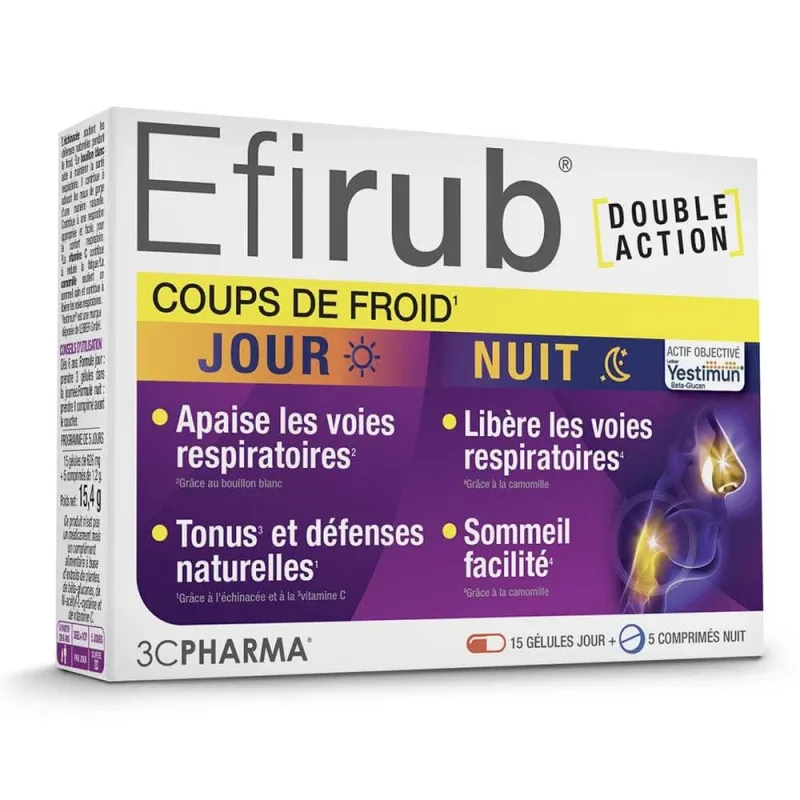 3C Pharma Efirub Cold Hits zi și noapte 15 capsule zi + 5 comprimate noapte — preț și oferte