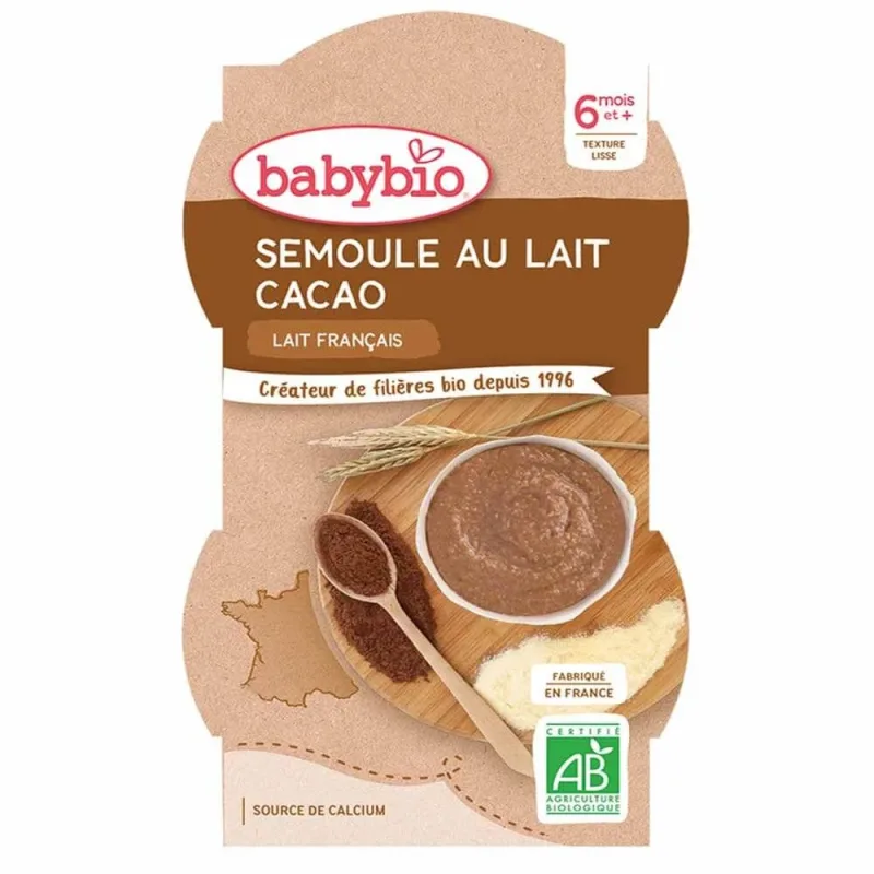 Babybio Semolina cu lapte cu cacao 6 luni și mai mult 225g — preț și oferte