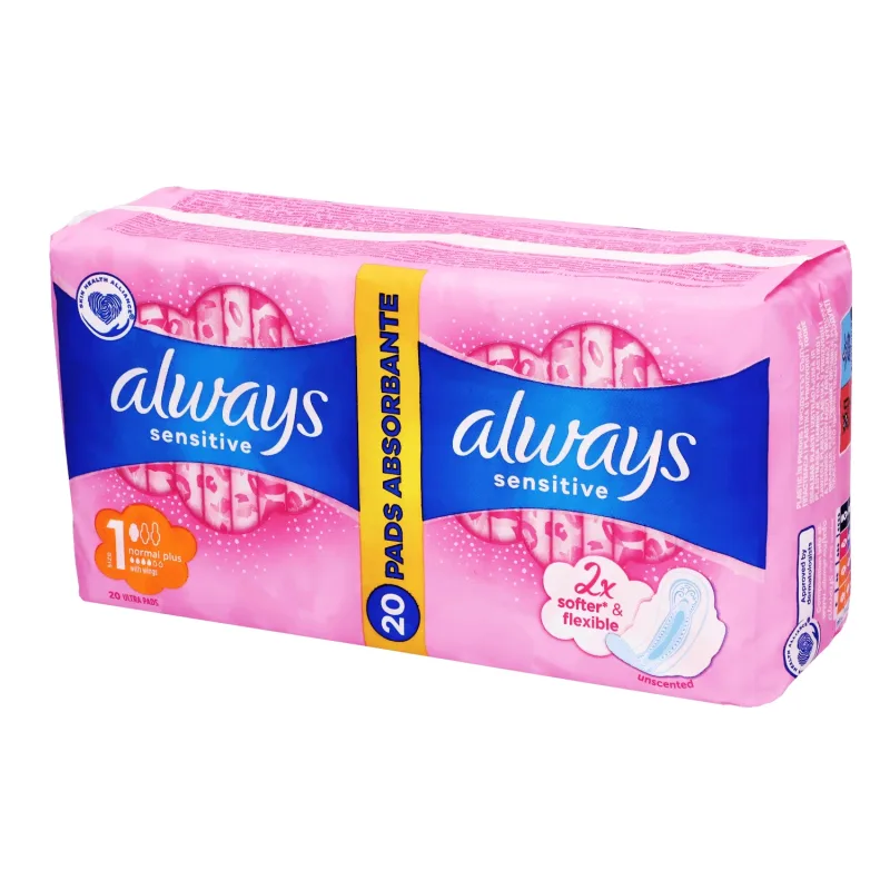 Always Sensitive, prosoape igienice cu aripi, Ultra Normal Plus, 2 x 10 buc — preț și oferte