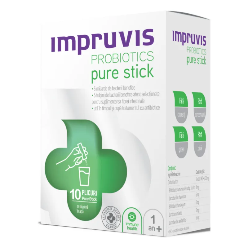 Probiotice Pure Stick, 10 plicuri, Impruvis — preț și oferte
