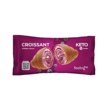Croissant proteic cu fructe de padure, 50 g, FeelingOK — preț și oferte
