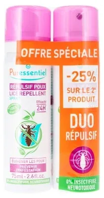 Puressentiel Spray repelent împotriva păduchilor, set de 2 x 75 ml — preț și oferte