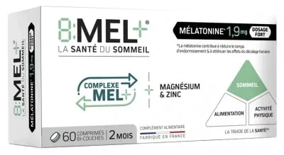 8Mel+ Melatonină 1,9 mg 60 comprimate cu două straturi — preț și oferte