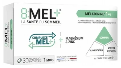 8Mel+ Melatonină 1 mg 30 comprimate cu două straturi — preț și oferte
