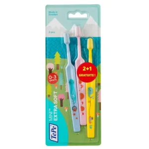 Periuțe de dinți TePe Mini Extra Soft 0 - 3 ani x3