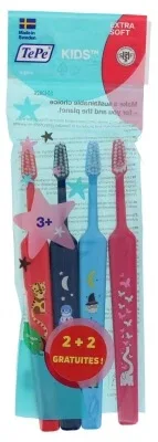 Perie de dinți TePe Kids extra-moale, set de 2 + 2 cadou — preț și oferte