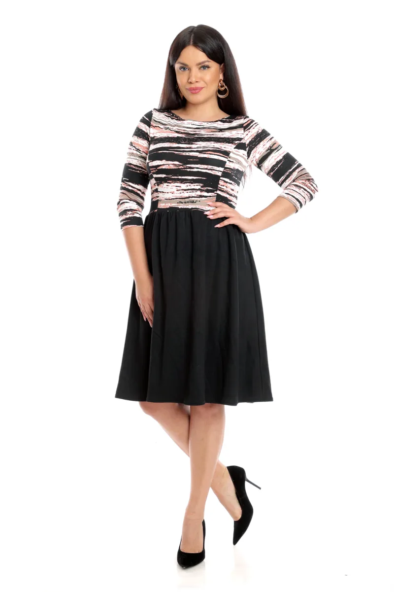 Rochie clos CI24003 negru/bej imprimeu, Cesy | marimea S CESY INFINITY — preț și oferte