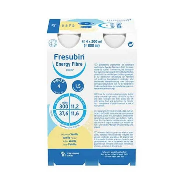 Fresubin Energy Fibre Drink cu aromă de vanilie, sticlă de băut, 4 x 200 ml soluție Fresenius Kabi Germania — preț și oferte