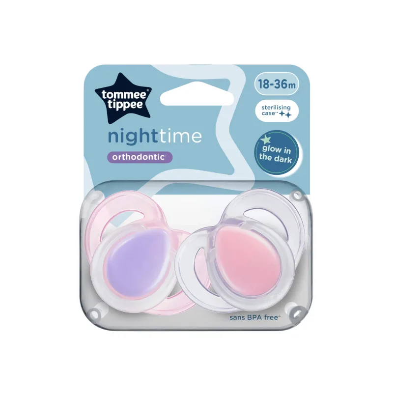 Suzete ortodontice Night Time, 18-36 luni, 2 bucati, Roz, Tommee Tippee — preț și oferte