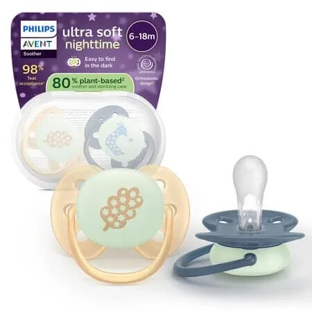 Set suzete fosforescenta Ultra Soft Avent, 6-18 luni, SCF094/03, 2 bucati, Philips — preț și oferte