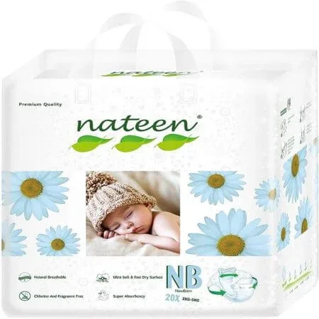Scutece ecologice hipoalergenice Premium Line, 3D Flex & Fit, Nr.1, 3-5 kg, 20 bucati, Nateen — preț și oferte