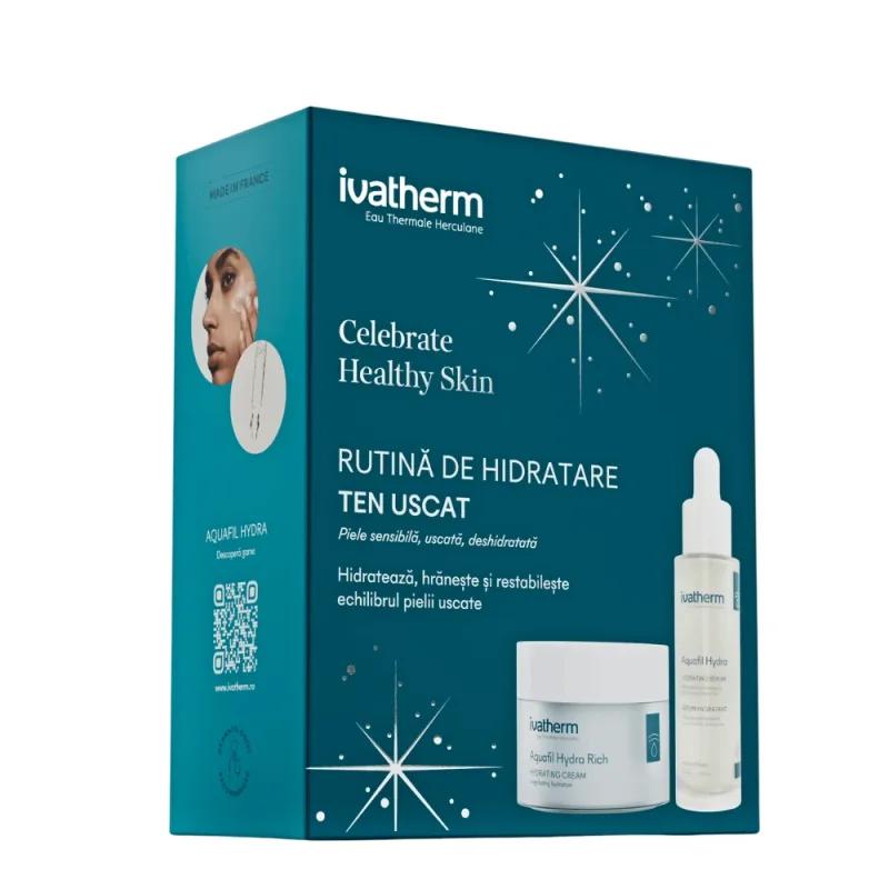 Pachet Crema hidratanta + Serum cu Peptide si HA Aquafil Hydra Rich, 50 ml + 30 ml, Ivatherm — preț și oferte