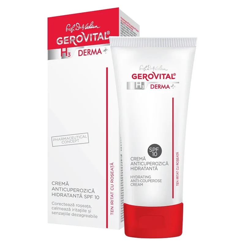 Crema anticuperozica hidratanta SPF10 Gerovital Derma+, 50ml, Farmec — preț și oferte