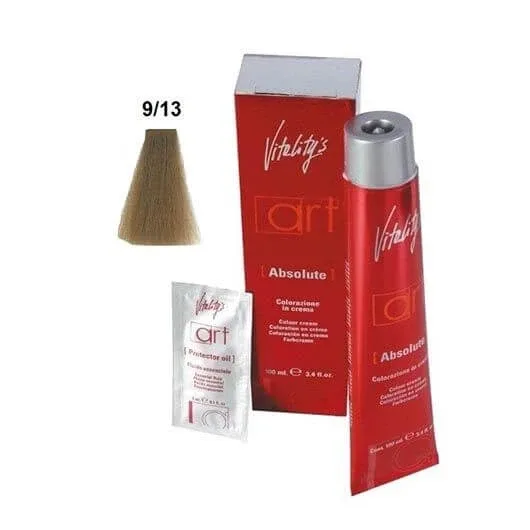 Vopsea permanenta de par Vitality's Art Absolute cu amoniac 9.13 Blond Super Deschis Auriu Cenusiu 100ml — preț și oferte