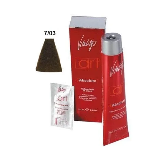 Vopsea permanenta de par Vitality's Art Absolute cu amoniac Blond Cald Mediu 7.03 100ml — preț și oferte