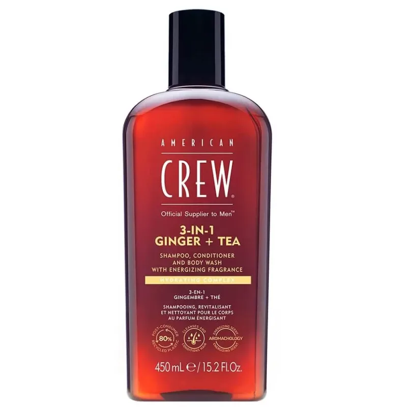 American Crew 3-in-1 Șampon cu ghimbir + ceai Balsam și gel de spălare a corpului, 450 ml — preț și oferte