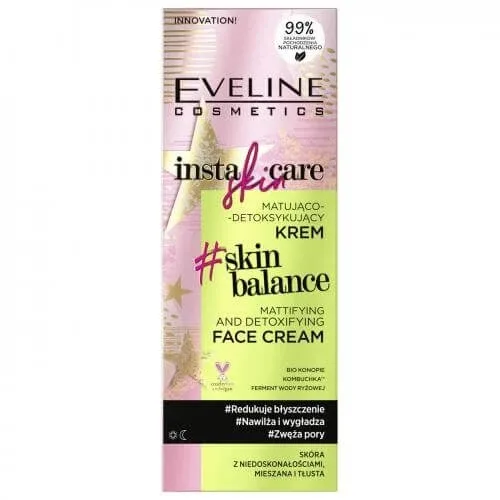 Eveline Cosmetics Insta Skin Care cremă matifiantă și detoxifiantă pentru ten mixt și gras cu imperfecțiuni, 50ml — preț și oferte