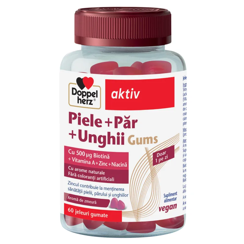 Piele + par + unghii, Doppelherz Aktiv | 60 jeleuri gumate QUEISSER PHARMA — preț și oferte