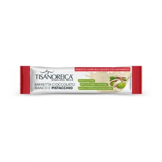Baton proteic ciocolata alba si fistic Gianluca Mech Tisanoreica Barretta Cioccolato Bianco e Pistacchio 1x35gr — preț și oferte
