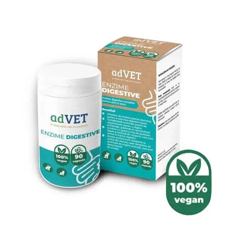 Enzime digestive complete pentru caini si pisici, 90 capsule, adVET — preț și oferte