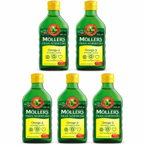 Ulei de pește cu Omega-3, peste 3 ani, aromă de lămâie, 5x250 ml, Möller’s