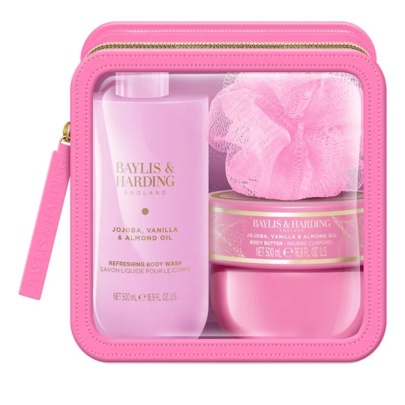 Set cadou cu portfard Jojoba, Vanilla & Almond Oil, 3 piese, Baylis & Harding — preț și oferte